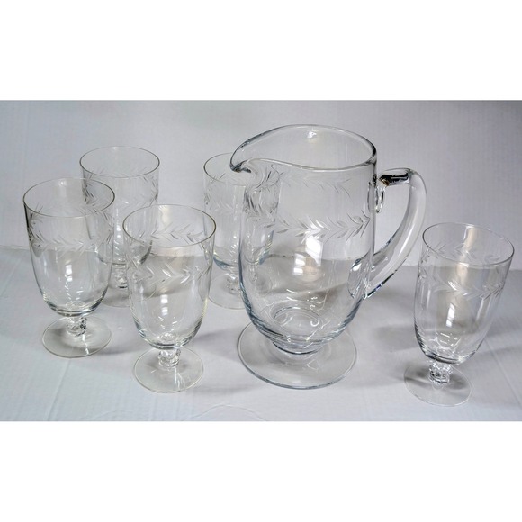 Fostoria | Dining | Vintage Fostoria Holly Pattern Etched Crystal ...